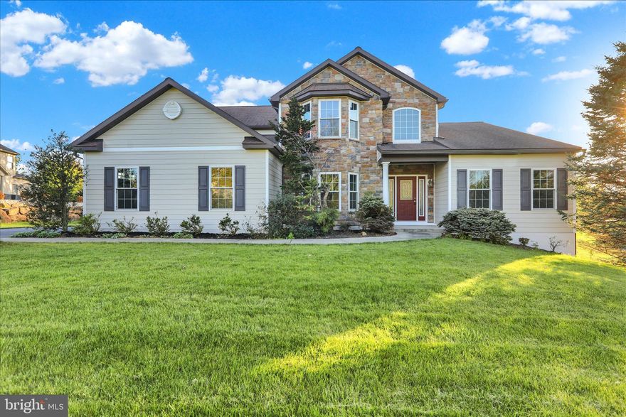 Welcome to Golden Oaks, a sought-after golf course community, where this stunning four-bedroom, two-story home offers style, comfort, and an impressive list of recent upgrades. From the moment you arrive, the brand-new front façade creates exceptional curb appeal and sets the tone for this beautifully maintained property. A rare first-floor primary suite adds convenience and versatility to the already desirable floor plan. Step inside the welcoming foyer leading to a spacious living room highlighted by a cozy gas fireplace. The open cherry kitchen is designed for both everyday living and entertaining, featuring tile flooring, a large center island, all appliances, and a sunny breakfast area. Just beyond, the bright family room showcases a wall of windows that fills the space with natural light while offering peaceful views of the rear yard. The formal dining room adds elegance with a bay window, chair rail, and crown molding, while a private office provides the perfect work-from-home retreat. The main-level primary suite has been beautifully remodeled and features hardwood flooring, a tray ceiling, walk-in closet, and a luxurious full bath with soaking tub and tile shower. A laundry room and half bath complete the first floor. Upstairs, you’ll find three additional generously sized bedrooms, a full bath, and an open overlook to the main living area below. The unfinished basement provides abundant storage and endless possibilities for future living space, recreation, or a home gym. Additional improvements include new hardwood flooring, insulated garage doors, updated exterior finishes, and a new roof ridge vent. Outside, enjoy a two-car side-entry garage, expanded driveway, and a spacious rear deck overlooking the open backyard—ideal for relaxing or entertaining. Move-in ready and located in one of the area’s most desirable communities, this exceptional home is ready to impress. Schedule your private showing today!