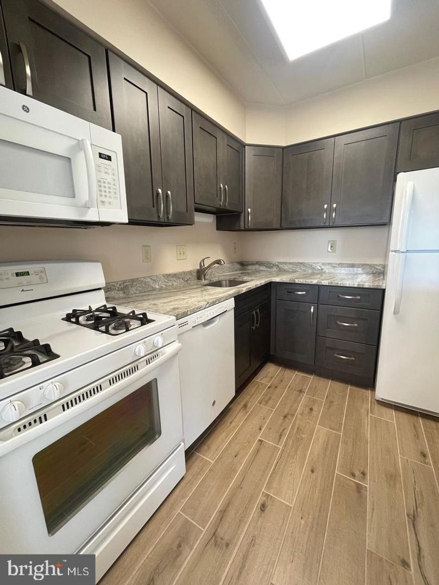 bedroom, 1 bath condo with an updated kitchen including marble countertops, grey cabinets, and ceramic tile floor. Bright and open family room with sliding glass door leads to a large patio overlooking trees. Updated bath with new vanity and ceramic tile tile floors. Easy access to Rt. 7, 15, and 267 as well as the Silver Line Metro and Dulles Airport. Close to historic downtown Leesburg, local wineries, and parks. Extra storage, outdoor pool, pavilion, barbecue area, and playground. Great unit!