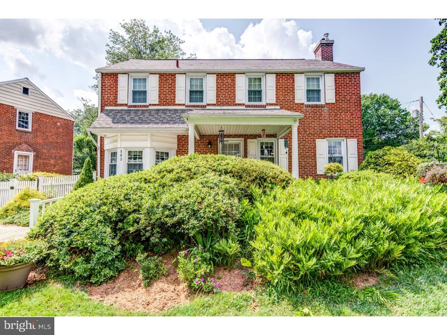 This is the one you have been holding out for; a sunny, center hall, brick colonial nestled in one of Springfield Township's most sought out neighborhoods.  The magnificent hardwood floors and the coat closet to your left, will warmly welcome you as you enter.  The large living room, with the handsome fireplace, will be perfect place for your guests to gather.   There is also a study located on the main level, or perhaps you might use it as a den? The adjacent eat in kitchen is brilliantly laid out, with plenty of cabinet space, BOSCH dishwasher, and copious amounts of natural light.  This leads to the freshly painted finished basement(21X12), perfect for a playroom or home office.  It has attractive carpeting, and a large separate room off of the back for laundry and storage (21X10)  As you go upstairs you will find a hall bath with tub, and 3 bedrooms.  The master bedroom is equipped with 2 closets, and its own full bathroom. The second bedroom has a walk in closet, and the third bedroom just as large, has ample closet space as well.  There is an inviting porch situated off of the dining room, and it overlooks a fenced-in, flat, rear yard, beautifully landscaped with low maintenance perennials. This will be your place to relax with your morning coffee, or with a book in the evening. If it is too hot, simply go inside, the central air will keep you cool. The windows were replaced throughout in 2013. This home has been impeccably maintained throughout the past 25 years, and you will be proud to call it yours!  Sunny, spacious, and delightful are the best words to describe this classic beauty!  This is one of the largest lots in the neighborhood (about a third of an acre,) and is so convenient to the schools and a short walk to the baseball field to enjoy America's favorite pastime and a hot dog. Route 309, and the train are super close as well, for an easy commute, or a night out on the town!