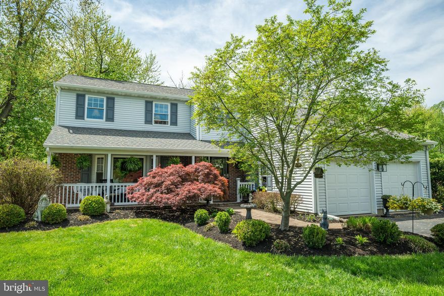Welcome home to this STUNNING 3 bedroom (+ first floor office) home in Yardley.  Boasting modern upgrades and freshly painted in neutral colors throughout, this home offers the perfect blend of style and comfort. Walk up the paver pathway through manicured landscaping to your covered front patio. Step into the welcoming foyer and immediately appreciate the meticulous care and pride of ownership throughout the home. On your left is your bright and spacious living room featuring a large bay window to allow for radiant sunshine. Your living room flows seamlessly to your formal dining room where you can entertain friends and family in style showcasing chair rail and crown molding trim, unique chandelier and French doors leading to your kitchen. Your GORGEOUS and recently updated eat in kitchen features recessed lighting, upgraded countertops, custom cabinetry, tile backsplash, stainless steel appliances, pantry closet for added storage AND a separate dining area for casual dining. Conveniently located off your kitchen is a cozy family room complete with a beautiful decorative brick fireplace with designated wood storage area and custom mantel AND direct access to your private and serene backyard deck  – perfect for indoor/outdoor entertainment! Continue down the hall to discover the highly-sought-after 1st floor office, offering flexibility to serve as a dedicated workspace or comfortable guest retreat. An updated powder room and dedicated laundry closet complete this floor. Upstairs offers three spacious bedrooms featuring ceiling fans, carpeting and windows for natural light. The luxurious primary suite boasts crown molding trim, dual closets and a beautifully designed ensuite full bathroom with updated lighting, floor to ceiling tiled stall shower with glass door AND upgraded dual vanities! A full hallway bathroom with tub/shower combo is situated among the bedrooms. This home offers a full WALKOUT basement and is perfect for additional storage, workshop or even gym! Step outside to your private backyard oasis, enhanced by mature landscaping that provides natural privacy. Enjoy peaceful views and the soothing sounds of a nearby brook from your recently updated second-story deck, featuring newer railings and boards. The expansive backyard offers plenty of space for outdoor entertaining, recreation, or simply relaxing in nature. An attached two car garage and private driveway provides ample parking. Other recent upgrades include NEW new heat pump and AC unit  (Nov 2024), NEW windows (2020) and NEW carpeting.  Ideally located in a quiet cul-de-sac location, easily accessing the LMT community pool & ball field complex as well as Yardley Boro for a variety of restaurants and shopping and near I 295 and Route 1 for easy commuting! Pennsbury school district too! Don’t miss your opportunity to see this beautiful home.
