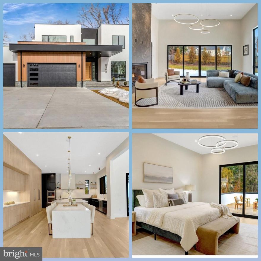 Truly One-Of-A-Kind! Stunning modern home with guest house moments to the Capital Beltway and Express Lanes, Shopping and Entertainment in Mosaic and Tysons, and the Culture and Events of Downtown Washington. Nestled in the exclusive Enclave of Robey Avenue with soaring ceilings, enormous Pella Windows and gracious rolling landscapes. This enigmatic property designed by one of the country's premiere Modern Architects is elevator ready and allows you to enjoy the serenity of playful foxes and deer gliding across the snow while easily accommodating a future swimming pool and sport court of your dreams.

Far from ordinary, your tour begins at the 9 foot tall 4 foot wide wood front door. As you enter you feel the space drawing you in with it's soaring 11 foot ceilings and enormous windows. The library with abundant built ins flanks the entry foyer along with the future elevator shaft and coat closet. The utility and mud room space on the main level features a dog wash, cubbies for storage, a washer and dryer, sink, and abundant cabinetry adjacent to the generously sized three car garage.  As you move to the kitchen the simple lines, dual sinks, hidden prep kitchen, four ovens, and immaculate elegance put even the most fastidious chef at ease. The dedicated dining space offers a wine feature wall beside a portrait window of a scale rarely seen in residential homes and the living room ceiling rises to fourteen feet with a Spanish Porcelain clad fireplace and oversized doors to both the covered porch and the rear yard. The rear yard is flanked by one of the property's most unique offerings, a guest home with full bath, dedicated heating and cooling. The guest home can easily be used for a home office, mother-in-law suite, or future pool house offering privacy and comfort without equal in Northern Virginia. Beside the kitchen, down the private hall, is a main level bedroom with ensuite full bath and great privacy. As you ascend the oversized staircase to the upper loft, you'll find the family foyer. The huge primary suite has a private terrace, a custom closet/dressing room, a dream bathroom, making you feel like a superstar! Plus, there are three more bedrooms, each with its own bathroom.