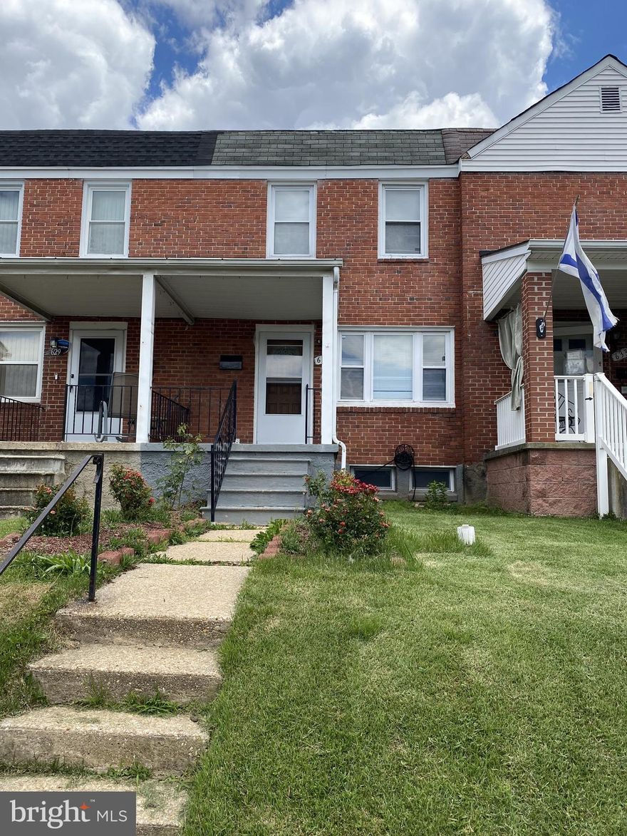 Great renovated home in Dundalk. Easy access to Merritt Blvd or downtown Baltimore. Hardwoods shine throughout the top two levels of this large row home. With 3 bedrooms upstairs and a finished basement there is plenty of room for living. The main floor boasts plenty of natural light through the living room and dining room areas. The kitchen is separated from the dining room but has easy access to the back patio if you want to grill out. The back patio area is fenced in and perfect size for a large picnic table. Central AC and ceiling fans keep all levels of the home comfortable. Enjoy the covered front porch all season long.  Washer and Dryer included. Don't miss out on this one!