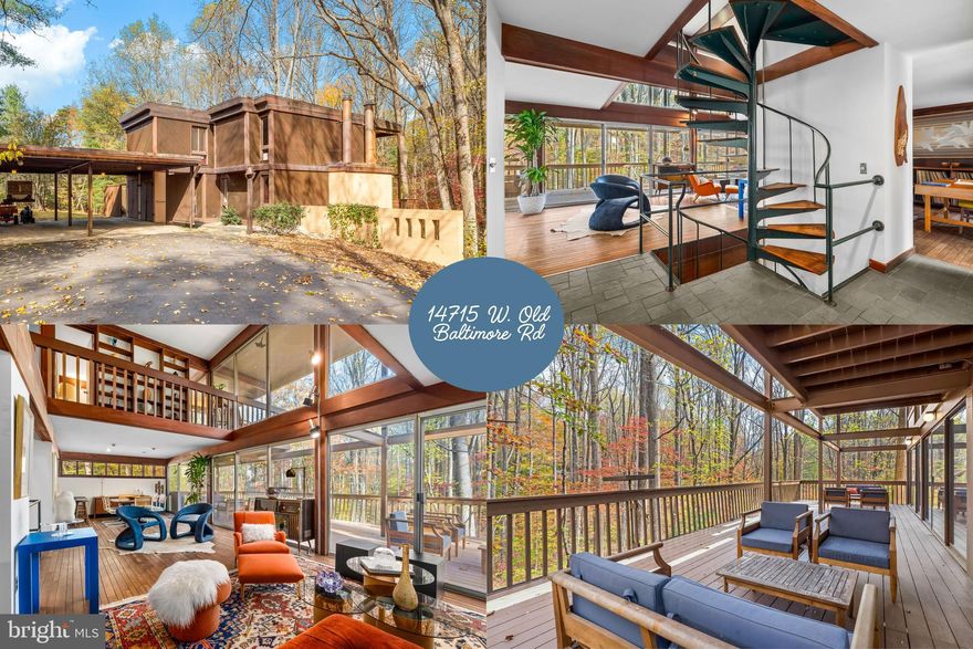 She's back to market and ready for her new owner! Don't miss your second chance to see this one of a kind Frank Lloyd Wright inspired custom home. Nestled on over 5 private acres, this hidden gem is a Mid Century Modern lovers dream.  This home features 3 bedrooms, 3.5 baths, and stunning architectural detail throughout. Designed to blend with its natural surroundings, the home showcases beautiful stained-glass accents, rich woodwork, and open, light-filled spaces that flow seamlessly indoors and out. Enjoy peace and privacy on 5 acres within walking distance to hiking trails on Ten Mile Creek, while being just minutes from Clarksburg Outlets, major commuter routes, and local conveniences. 

Home is sold AS-IS; please see inclusion addenda for details and recent updates. All staging furniture is FOR SALE provided by @MidModMommy, contact listing agent for more information. A rare opportunity to own a true architectural gem in a tranquil, wooded setting. Check it out before its gone!