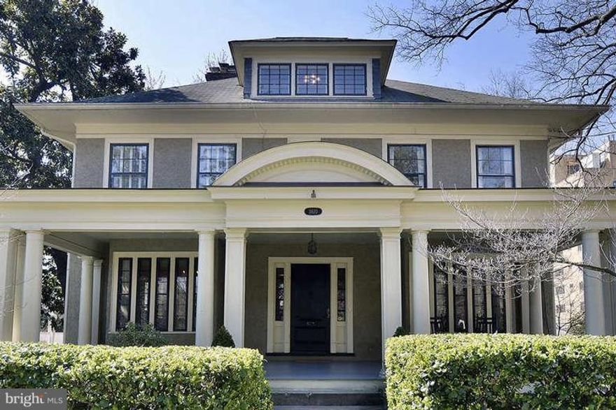 Classic four square, c.1915, is one of the hallmark properties in this historic neighborhood. Located on a flat quarter acre lot w/a glorious view of the National Cathedral. Meticulously maintained preserving the original architectural detail.