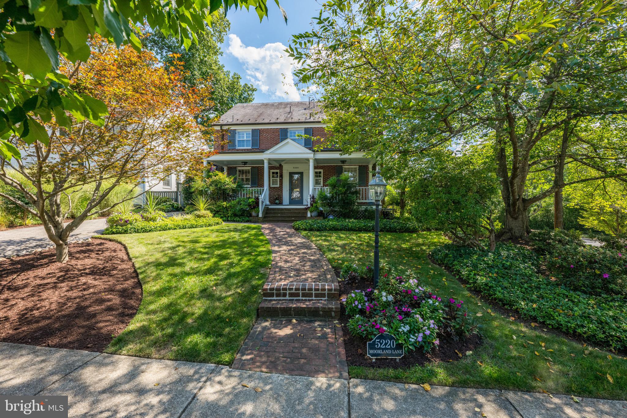 Lovely, expanded home on corner lot in the heart of Edgemoor, greets you with its charming front porch. The sunny foyer leads to a bright living room with a wood burning fireplace and large formal dining room with bay window. A gourmet kitchen with light-filled breakfast area opens to the family room with vaulted ceiling and fireplace. French doors off the family room lead to the serene, screened porch. The private home office with powder room, rear mudroom entry and attached 2-car garage complete the spacious main level. The second level has four perfectly appointed bedrooms all with built-ins, a full hall bath and the primary suite with three closets, a dressing area and bathroom with two sinks, separate shower and large soaking bathtub. The top level boasts a bright flex space with built-ins and walk-in closet. The finished lower level features a home gym, playroom, full bath, laundry and ample storage. Steps to Bethesda and The Edgemoor Club (ask about membership). Open Sunday, 9/21, 1pm-3pm.