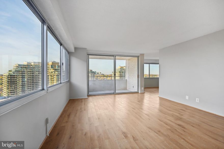 Bright and expansive two-bedroom, two-bathrooms condo in Willoughby of Chevy Chase, steps to Friendship Heights Metro and DC boarder.  The well-maintained unit features numerous updates, including new heaters/AC units, stylish new paint throughout, stainless steel appliances, granite countertops, and high-quality LVP flooring throughout.   Enjoy unobstructed greenery and city views from your balcony with enough space to lounge and enjoy your alfresco meals.  Abundant natural light fills the living area, while a designated dining area with a large pantry/closet offers versatility to serve as a bright office or a den.  Ample closet and storage space throughout.  A designated parking spot in the garage conveys.  Excellent building  amenities include a swimming pool, gym, library, sun deck, meeting room, and a metro shuttle. Condo fee covers all utilities (except cable).  The building has no pet policy.  Common areas are undergoing renovations for a fresh look.  Friendship Heights area is evolving with new developments, adding even more shops and places to be to this vibrant area bordering DC!