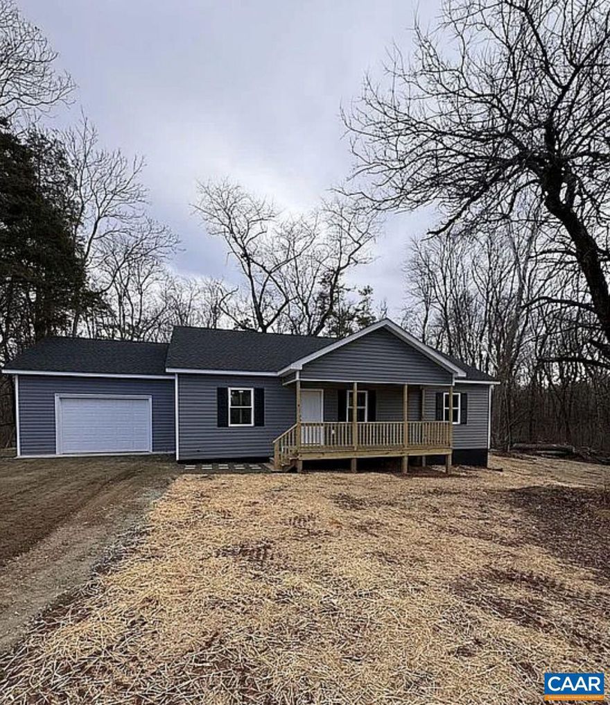New house right off of RT 20 in Gordonsville Va It has 3 bedrooms, 2 full bathrooms on 3.79 acres with an attached garage,Granite Counter,White Cabinets