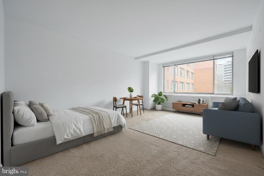 Discover this bright 6th-floor A-1 studio (383 sq ft) in River Place West — a move-in-ready pied‑à‑terre or investor unit with an exceptionally low monthly coop fee that covers water, electricity, gas, central A/C and heat, plus common area maintenance. Enjoy on-site amenities including a modern fitness center and outdoor pool, and benefit from an unbeatable location just two blocks from the Rosslyn Metro. Commuters and city lovers will appreciate quick access to Georgetown, downtown DC, the Pentagon, Crystal City/National Landing, Reagan National Airport (DCA), Alexandria, and Tysons Corner. Ideal for those seeking convenience and value in a walkable, well-managed community. Contact listing agent to schedule a showing or request more information.