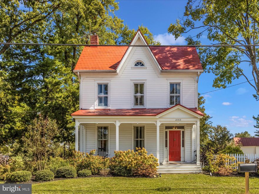 Enchanting historic home in the heart of the Laytonsville historic district. Originally built in 1870 by the town's carriage maker, this charming 3 bedroom, 2 full bath home features original hardwood floors, oversized windows, high ceilings, custom built-ins, and a front and rear staircase to the upper-level bedrooms. The well-cared-for home has newly installed central heat and air conditioning, with individual systems to condition each floor, a newer metal roof, and maintenance-free vinyl siding.  Outdoor spaces include a newly rebuilt front porch, a large rear deck, and a fire pit area to enjoy the expansive half-acre lot boasting mature trees and established flower beds. There is plenty of parking and a detached garage for parking, storage or workshop space! Convenient location in a wonderful community!