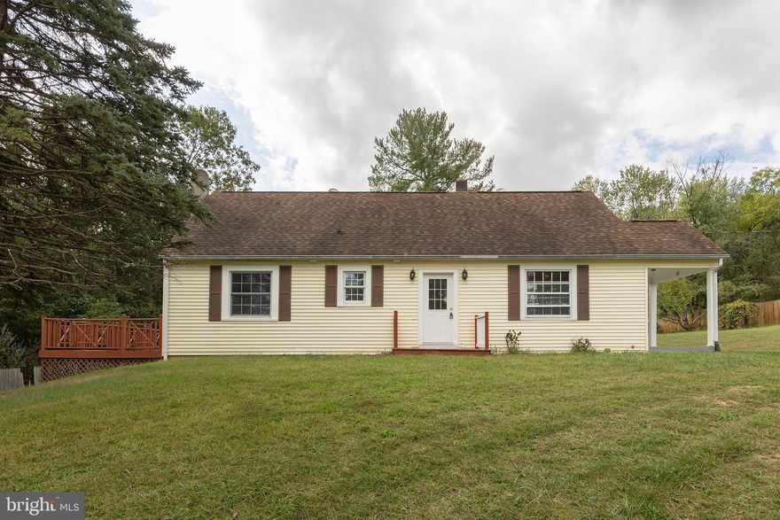 Cute as a button Cape Cod on over 2 acres and don't miss the contemporary (pretty cool) converted run in shed which can have multiple uses.  Refinished hardwood floors, plenty of quaint spaces, massive decking, central ac, country kitchen with butcher block island, and move in ready.  Land/lot is unrestricted.