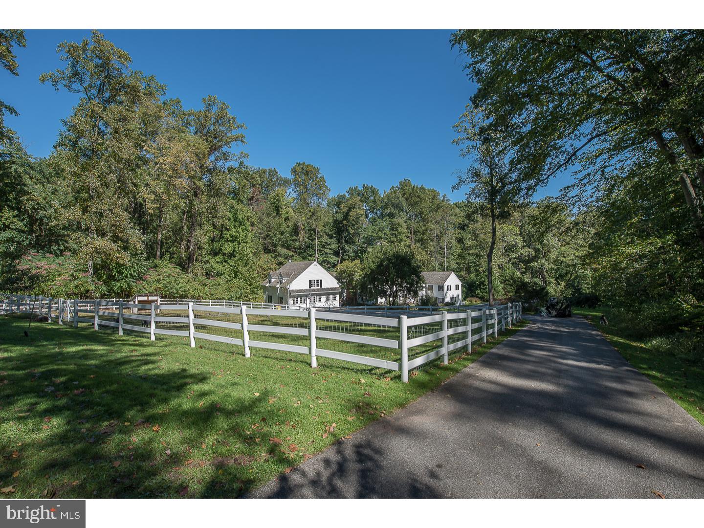 1436 Monk Road is a 4.7 acre enchanted natural paradise of woodlands that is intensely private, with the astonishing physical beauty and peacefulness of a secluded Pennsylvania river valley, all located on Monk Road, moments from the center of the Village of Gladwyne. A large, comfortable farmhouse of over 5,000 sq ft offers an abundance of space as a true country retreat, with large bright and sunny bedrooms, upgraded bathrooms, formal reception rooms and a cozy, paneled den with fireplace. Dreamy, open modern commercial kitchen and large sunny family and breakfast room have glass doors to a kitchen patio and garden. Beautiful rough hewn hardwood floors and an inviting spring fed swimming pool all surrounded by gentle streams, pastures, orchards, gardens and garages. Entirely suitable for equestrian, agrarian and country pursuits, with a bank barn of stalls, lofts, tack and office and miles of bridle trails accessed on and immediately adjacent to the Property. This compound is located within 5 miles of center city Philadelphia for an easy commute to get away from it all, in moments. Engineering survey shows the entirety as formerly two separate lots. Underground electrical service is fully upgraded, provides consistent energy security. Certified spring feeds Property with artesian spring water for domestic water service. PA DEP designed, monitored and approved on-site underground waste water treatment facility. Completely re constructed, private driveway w turn outs, drainage systems and common maintenance agreement among neighbors for plowing.
