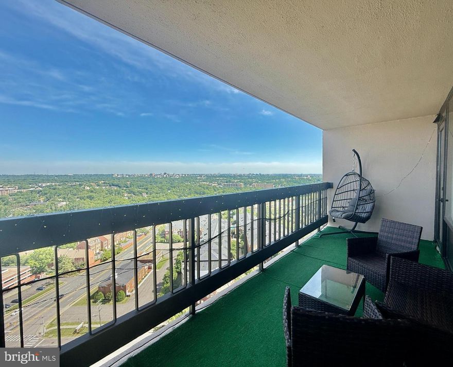 Welcome to 3701 S George Mason Drive Unit 2612N, a rare opportunity to own a high-floor condo in the sought-after Skyline Plaza community of Falls Church. Situated on the 26th floor, the moment you walk in, you’re greeted by spectacular, unobstructed views of the city and surrounding landscape, visible year-round through expansive floor-to-ceiling windows. The large open floor plan allows for seamless flow between the living, dining, and kitchen areas, all accented by hardwood flooring and abundant natural light. The kitchen is well-equipped with granite countertops, stainless steel appliances, and tile flooring, and a washer and dryer are conveniently located in-unit. Step out onto the spacious balcony to take in breathtaking views of the Virginia and D.C. skyline—including landmarks like the U.S. Capitol, Washington Monument, and Air Force Memorial. The generously sized bedroom features a large walk-in closet to meet all your storage needs. This unit is currently tenant-occupied by a reliable long-term tenant who treats the home as their own and has never missed a payment. The lease is in place through January 31, 2027, offering immediate and stable rental income for investors. One reserved, covered garage parking space (#168) conveys. Residents enjoy access to premium amenities including an outdoor pool, fitness center, rooftop terrace, party room, billiards room, 24-hour concierge, on-site security, and shuttle service to the Pentagon Metro. Visitor parking is available for up to 10 days each month, and pool access requires a resident ID. The monthly condo fee includes all utilities—parking, gas, water, electricity, trash, and full access to building amenities—providing exceptional value and convenience. No lockbox; showings are by appointment only on Mondays, Tuesdays, and Wednesdays, with at least 24 hours’ notice required. The property is being sold as-is and is priced well below the assessed value of $270,000—truly the best deal in town.