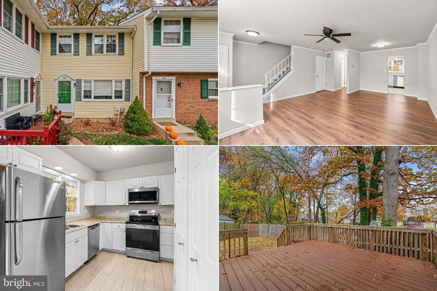 Welcome to this beautifully updated townhome in Glen Burnie! Freshly painted from top to bottom, this home features LVP flooring throughout the entryway, living room, and dining room, creating a clean and modern feel. The updated kitchen boasts white cabinetry, stainless steel appliances, tile flooring, and a breakfast area with a sliding glass door leading to the deck and fully fenced backyard—perfect for relaxing or entertaining. Upstairs you’ll find 4 spacious bedrooms with brand new carpet, including a primary suite with a private full bath and an additional hall bath. The finished lower level provides even more living space with a large rec room, tile flooring, laundry area, utility closet, and a convenient walk-up to the backyard. Plenty of parking is available in the community lot for you and your guests. This MOVE-IN READY home combines modern updates with functional design—ready for you to make it your own!