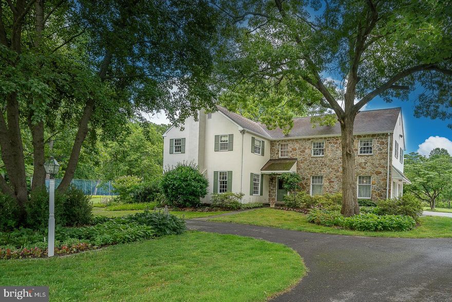 Pennsylvania Farmhouse Hideaway in fabulous Radnor Hunt Country. Heart of Willistown township. Property includes pool, tennis court and barn on 5.2 acres. Huge country Kitchen/Family Center with Breakfast Room, beverage center and Family Room. Full finished basement. Luxurious Master Suite w/dressing room & sitting room, 2nd floor Laundry.  6 Bedrooms, 3.2 Baths, 2 fireplaces. Hardwood floors. Updated Kitchen. Wolf/Subzero Appliances. 2 new Marble Bathrooms.  Resurfaced Tennis Court. Antique brick patio. Access to horse trails. Security System.