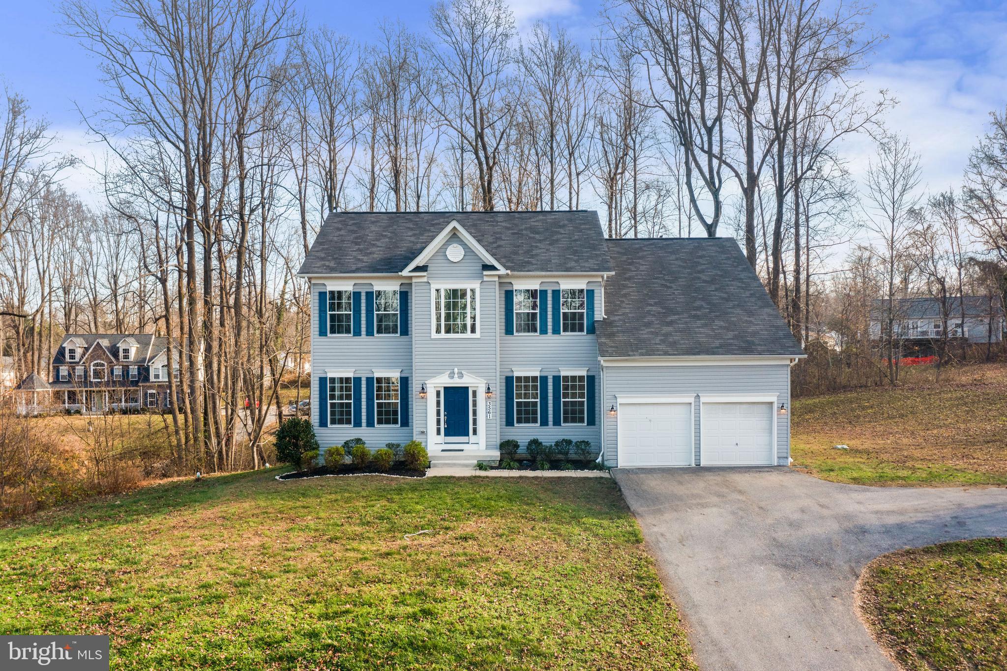This lovely 4-bedroom, 2.5-bath colonial is rare in the NORTH CALVERT WOODS development. From its position on a quiet, low-traffic street, the home is a mere stroll from outdoor recreational opportunities. While enjoying picturesque views of the trees, it's easy to forget that one of the most valuable benefits of living here is as invisible as the fresh air: or the easy commute to Pax River Naval Air Station, Andrews Airforce Base, The Naval Academy, DC, and Virginia. Attractive landscaping maximizes the value of the expansive yard. In the open floor layout and high ceilings, your inner stylist will find the inspiration of a blank canvas. The kitchen features granite counters and major appliances configured for attractive efficiency. The primary bedroom is where to be for an expansive sanctuary from the day. In addition to the convenience of the private bathroom (separate tub), you will find ample closet space to let your wardrobe breathe—no need to take up space here with towels and sheets. A separate linen closet provides plenty of space for these. The attached office is an appealing and rare feature of this massive size bedroom, ideal for working from home. A sitting area is a bonus of versatility. The other three bedrooms are located above the ground floor for enhanced privacy. A driveway for two vehicles leads to an attached two-car garage that is available for its original purpose, or you can get creative by treating it as additional flex space. Like the garage, the unfinished basement is also a goldmine of conversion potential! You'll thank yourself for getting your offer in early.
