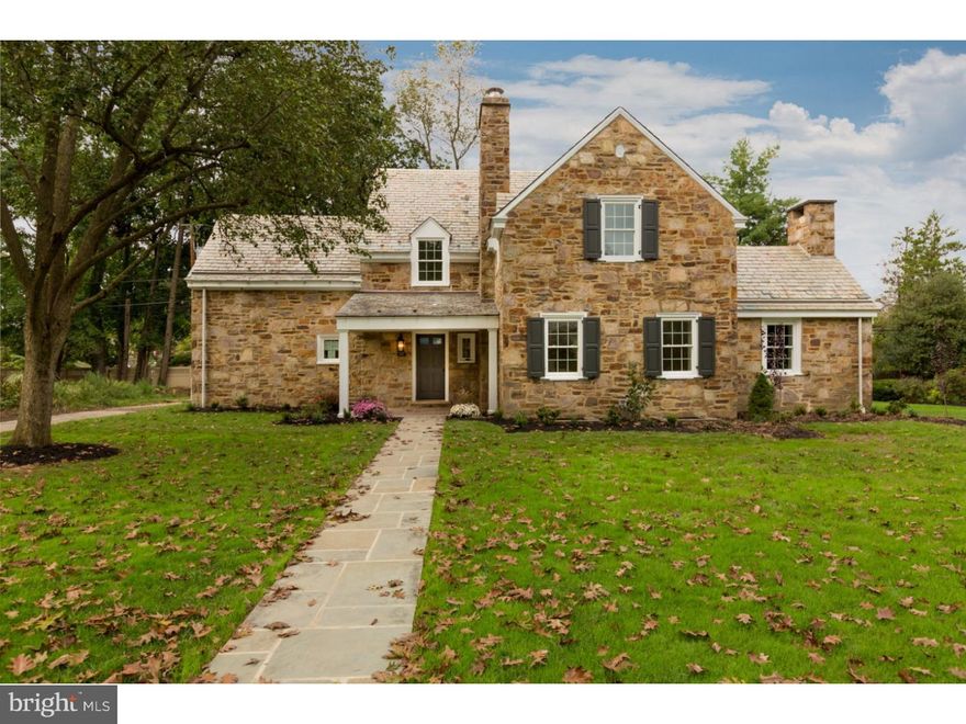 Spectacular 2 story stone colonial TOTALLY RENOVATED by SPOSATO HOME BUILDERS. This magnificent home is located on the of the prettiest and most sought after streets in Merion. This beautiful home has all the bells and whistles that Sposato Homes adds. This home has been transformed into a majestic, newly constructed home that features an open floor plan and attention to every detail. The first floor features a large Living Room/Great Room with crown molding, a wood burning fireplace leading to a step down Den/Office with vaulted ceiling,a gas fireplace and built-ins flanking both sides of the fireplace. The large Gourmet Kitchen with custom white cabinets,quartz countertops, stainless steel appliances that include a 6 burner gas cooktop,double ovens,microwave, a farm sink, built-in refrigerator plus an island with room for stools and storage. The Kitchen is open to a Breakfast Room/Family Room with outside access to a patio and flat yard. In addition there is a large Laundry Room, Powder Room, Mud Room with cubbies and entrance to Garage. A stunning Dining Room with wainscoting is located next to the kitchen. There is abundant recessed lighting plus random width pegged floors on this level. The second floor features a Master Bedroom with a gas fireplace, large walk-in closet plus an additional closet and a sumptuous Master Bathroom. There are 4 additional Bedrooms on this floor, 2 with ensuite Baths and the other two share a beautiful hall Bathroom. All bedrooms have ample closets and hardwood floors throughout. To top it off the basement is finished with a carpeted Playroom, additional Bedroom and full Bathroom plus storage.This finely crafted home leaves nothing to be desired. Conveniently situated in Merion this home is walking distance to the elementary and middle school, parks, library, restaurants and shopping plus an easy commute to Center City.