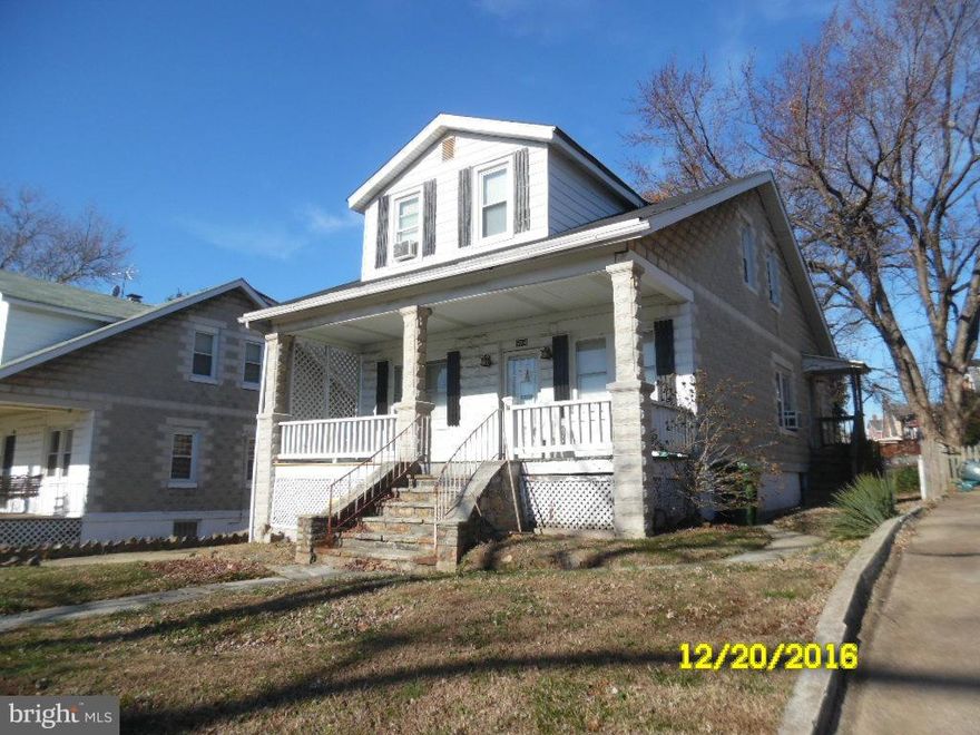 Take advantage of this awesome opportunity to own this value priced home!  Enjoy spacious room sizes, wood floors, separate dining room and a breakfast nook.  Finish the basement for additional living and storage space.  The covered front porch and the fenced rear yard are perfect for relaxation and entertaining.  Convenient location near park and just a short drive to downtown Baltimore!