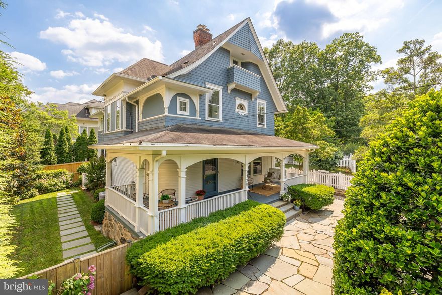 This gracious Sherman Cottage-style home – one of the first homes built in the Cleveland Park Historic District in 1898 – is quietly tucked away in one of the neighborhood’s most coveted areas. With its graceful design and historic charm, this meticulously maintained, detached home features an enchanting wrap-around front porch, a welcoming main-level floor plan, five bedrooms, three full baths, two half baths, idyllic gardens, and off-street parking.  Upon entering into the foyer, you're greeted by bench seating, a grand staircase, and a wide entry hall.  Original, one-and-a-half-inch plank hardwoods guide you to formal living and dining areas as well as an ample kitchen with a breakfast counter.  The kitchen opens to a spacious family room – a cozy retreat for everyday living and casual gatherings.  From there, French doors take you onto a large back deck and a secluded side yard with landscaped garden.  The second level includes the primary bedroom with an ensuite bathroom and a walk-in closet as well as two guest bedrooms, a shared bathroom and one of two laundry areas.  The third level includes two additional bedrooms, one with an ensuite bathroom.  The unfinished cellar features the second laundry area, a half bath, and multiple options for storage.  3320 Highland Place NW offers you a rare opportunity to experience timeless elegance on a serene street in the heart of the Cleveland Park.  The Cleveland Park Club is right around the corner, while prestigious schools and vibrant city amenities are just a short walk away.  Offers due Tuesday 6/25 at 5pm.