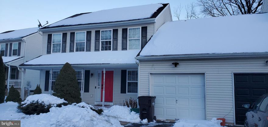 This 2 story carriage home is situated on a Cul-de-sac street in Boyertown Schools, Berks County.  Most areas have been  freshly painted and new carpeting has been installed on the stairs and second floor hall and bedrooms.  The first floor has Sitting Room which could be ideal for home office, Family room with gas fireplace and vaulted ceiling, Kitchen with center island, built in dishwasher, built in microwave, Electric 5 burner range, and brushed aluminum refrigerator, & country farm sink with garbage disposal. Sliding doors lead from dining area onto 2 tier deck. There is also a powder room and laundry with washer & dryer. Access to 1 car garage with door opener.  The second floor has spacious master bedroom with a large walk in closet and master bath.  There are two other nice size bedrooms on this level and a full hall bath.  This home is equipped with several Smart features (thermostat, motion lights, ring doorbell). The basement level has it's own washer/dryer hookup and Full bathroom and Family room area with sliding doors to small fenced area and shed.  Make this your new home!