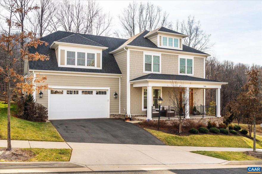 A rare combination of outstanding views and convenience - this lovely 4BR/3.5BA residence in Hyland Park sits on an elevated lot with unobstructed Blue Ridge mountain views and backs up to community trails and woods. Recently built and loaded with quality craftsmanship and high-end finishes, the home offers a bright, open main level with a stunning kitchen, large island, and seamless flow to the great room and dining area. Two primary suites - one on the main level and one upstairs - provide outstanding flexibility. Level, fenced, and beautifully landscaped backyard ready for relaxing or entertaining. Convenient to Pantops, Downtown, UVA, and everything Charlottesville has to offer. Meticulously maintained and move-in ready! Ask about solar panels, which cost Owner about $1,200 PER YEAR FOR ENTIRE ELECTRIC BILL INCLUDING HEAT AND AIR CONDITIONING.,Painted Cabinets,Quartz Counter,Fireplace in Great Room