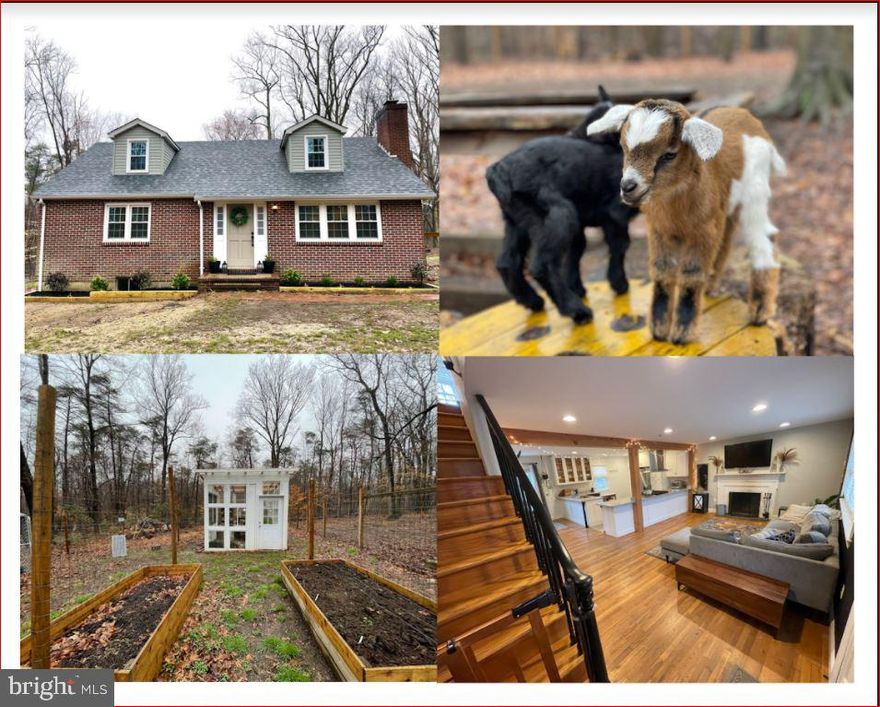 Are you looking to be secluded, have some privacy and not worry about HOA? This 4.29 Acre lot will not disappoint. Nested in the woods, this Lovely Cape Cod, majorly remodeled in 2016 features an Open Floor Plan. When you enter the home you are greeted with beautiful hardwood floors, The Living Room features a brick wood burning fireplace, wood beam accents and is open to the Gourmet Kitchen and Dining Room. Enjoy cooking your favorite recipes in this fabulous Kitchen featuring Tile Floors, Stainless Steel Appliances, Gas Stove with Exhaust, Deep Sink, recessed Lighting and lots of cabinet space the adjoining Dining Room features hardwood floors and double window. Main Floor Master Bedroom features hardwood floors, Custom Built In Wall Closet Organizer and En-suite Bathroom. You will love relaxing in the soaking tub in this Luxury Master Bathroom which also features a double tiled shower, Double vanity and tile flooring. Master Bedroom and Bath feature wider door access. Tile Half Bath with Storage Closet and the Laundry area finish out the Main Level. 2nd level you will find 2 Large Size Bedrooms with Closets and a Full Bath. Side Entry to the Kitchen wraps to the Covered Deck. Behind the Garage is a Concrete Patio which will be the perfect spot for your outside entertaining. The possibilities abound with this wonderful property, 3 Car Garage (dirt floor) could be ideal for the car hobbyist, wood worker or storage galore. The Rear Yard features fenced in area and 3 bay lean to Shed for your Animal. 2nd Shed in front of garage also designed for Animal Living. The gardener and flower lover will be in awe of the Handmade Greenhouse and the Raised Garden Beds. Current owners have enhanced the property with electrical fencing around the property, installed a beautiful motorized Gate with remotes, installed driveway alarms and exterior Camera system. This Rural Setting is a perfect spot, still close enough to major roads, shopping. Move In Ready..