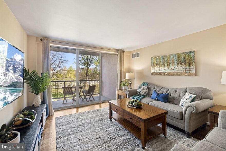 A pristine Bethesda condo is ready for its next owner!  Spacious and bright, this condo offers two generously sized bedrooms and a spa-like bathroom with a luxurious stone shower and vanity.  Enjoy gleaming refinished hardwood floors and a stylishly renovated kitchen with backsplash, granite countertops, custom cabinets, and stainless steel appliances.  Imagine starting your day with coffee on the balcony (with treeline views!) accessible from the living room.  Whitehall, freshly renovated in 2021, is set amidst seven lush acres.  The pet-friendly building offers a concierge, professional and responsive on-site management, laundry facilities on each floor, a gym, walking paths, and plenty of green space.  The condo fee includes all utilities.  Located central to two Metro stations (Bethesda and Medical Center), just minutes away from the Woodmont Triangle, and the Bethesda Circulator has two stops just across Battery Lane if you feel like moseying to the diverse dining options and great shopping in Downtown Bethesda.