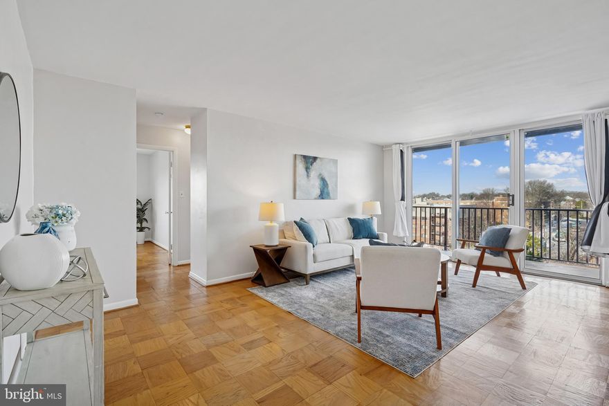 Welcome home to this spacious, light-filled two-bedroom condo in sought-after North Arlington.  Featuring an open floor plan and loads of natural light, this warm and inviting residence offers the perfect blend of comfort and convenience. Original parquet floors add timeless charm, while fresh paint throughout gives the home a crisp, move-in-ready feel.

The generously sized living and dining areas are ideal for both entertaining and everyday relaxation and open seamlessly to a large private balcony with peaceful views. The kitchen is a dream for any home chef, offering ample counter space and newer stainless steel appliances (2025).  The gas range includes an air fryer! The expansive primary bedroom includes a private ensuite half bath, providing added comfort and functionality.

This secured building offers exceptional amenities, including an assigned parking space, plentiful guest parking, a private storage unit, and ample laundry facilities. Best of all, ALL UTILITES ARE INCLUDED in the condo fee, making for easy, predictable living.

Unbeatable location just steps from Lee Heights Shops and moments to Ballston Common and Clarendon, with easy access to DC via Metro, bus, car, or the GW Parkway. Nature lovers will appreciate proximity to the Donaldson Run Trail. A rare opportunity to enjoy space, light, and walkable convenience in one of Arlington’s most desirable neighborhoods.

Enjoy the fireworks from every angle on the 4th of July from the rooftop terrace!

There is an ice maker with the refrigerator but it is NOT hooked up.