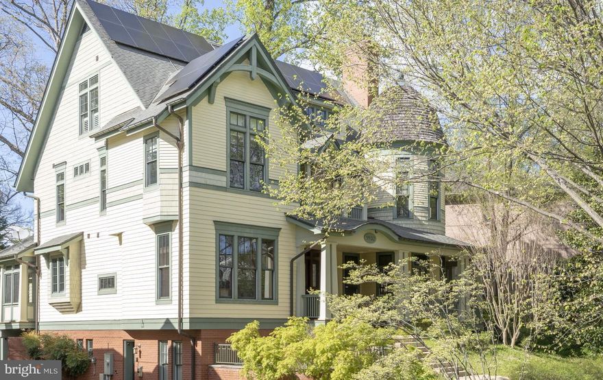 The photos can’t compare to experiencing this home in person! Modeled by the current owners on turn of the century architecture, this exquisite, architect designed custom-built residence is filled with historical authenticity while providing the modern conveniences and amenities sought by today’s buyers (including an ELEVATOR which serves all 4 levels!). Built with an attention to detail that is rarely seen, nothing was spared in the creation of this property, and the cost of building it today would far exceed the current asking price. With nearly 7K sf of space and set on a lush, lovely lot of over ⅓ acre, the home features a fabulous flow and setting that is ideal for entertaining and everyday living. 10’+ ceilings on the main level and 9.5’+ on the second showcase the attributes found throughout, including a spectacular open staircase to all levels, a wrap-around porch and a turret, hand-crafted millwork, reclaimed heart of pine floors and reclaimed mantels for the 4 fireplaces, plaster moldings, a Frank Lloyd Wright inspired stained glass skylight, a barrel vaulted ceiling, curved walls, pocket doors, bespoke hardware, period fixtures and more. The stunning foyer opens to formal living and dining rooms and looks through to the back of the house which is home to the everyday living spaces including the kitchen, breakfast and family room, all designed to be partitioned as needed by pocket doors, and providing views and access to the outdoors. A gorgeous library with pocket doors is located at the second level landing; a generous primary suite, with a turreted sitting area, walk-in closet with dressing area and spa-like bath, along with two additional bedrooms with a double Jack and Jill bathroom and a laundry are also on this floor. The third level includes two more bedrooms and a bath, a sitting area and expansive storage, along with the skylight installed above the staircase. A recreation room, sixth bedroom and full bath, a fabulous wine cellar located in the circular space beneath the turret, access to the oversized two-car garage, a mudroom, additional storage and utilities are on the lower level. Additional perks include a generator, solar panels, tankless hot water heater, copper gutters and more. The lovely front porch wraps around the front turret of the home and provides vistas over the neighborhood, and the rear deck and screened porch overlook the beautiful backyard which is ample for play and relaxation and filled with specimen trees, plantings. Within the sought after Walt Whitman School district, Glen Echo Heights is loved for its mature, tree-lined streets and friendly, welcoming community. Neighbors enjoy proximity to the C&O Canal towpath and Capital Crescent Trail, as well as Glen Echo Park and the nearby Safeway, shops and restaurants at Sumner Place. The newly redeveloped Westbard Center and Whole Foods are also close by, and all that Bethesda has to offer is within minutes. Access to Downtown DC and points in Maryland, Virginia and beyond are easily reached, including all area airports. So close to everything, this location is the perfect choice for those who desire a mature, established neighborhood with all of the conveniences of the city right at hand. This is truly a once in a lifetime opportunity - don't miss it!