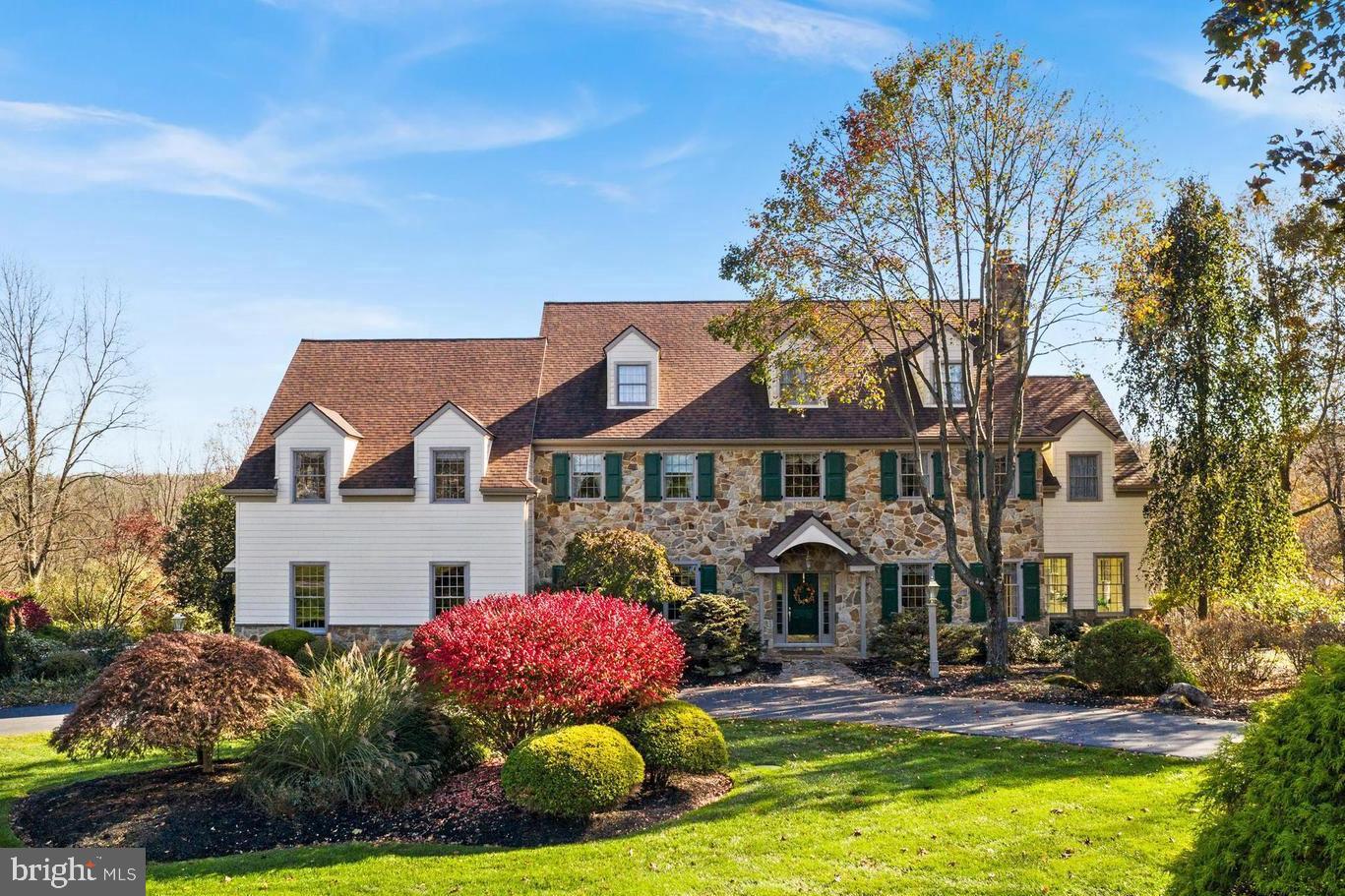 Welcome to 1300 Brighton Way, situated on a gorgeous 3.3 acres on a quiet cul de sac street in Newtown Square, Rose Tree Media School District. As you drive into the neighborhood, you know it is special. Large lots, stone front, circular drive, beautifully landscaped, this home has so much to offer. Over 6,000 sq ft. this special home meets every need and want. Private and spacious, welcome home. Enter the 2 story foyer, with hardwood floors, to your right is a formal living room with long windows, high ceilings and gas fireplace. Off the living room is a tiled floor sun room with multiple windows and doors out to the deck. The formal dining room is off the living room with plenty of space to entertain. To the left of the foyer is the formal office with built ins to the ceiling, perfect for the todays environment of work at home. Through the foyer you pass the powder room, entrance to the basement and large hall closet, to the kitchen. With ceiling high cabinetry, the gourmet kitchen is amazing. Large island with seating, granite counter tops, and plenty of cabinetry. Separate breakfast area with large windows overlooking the amazing views of the backyard, as well as door off to the large deck. The family room is a 2 story room with a stone gas fireplace, and entrance into the garage and off the back to the driveway. Large windows off the back of the house offer a great amount of daylight. The first floor large laundry room is off the kitchen with cabinetry and sink as well. The four car garage is also off the kitchen/family room. Every room in this house is spacious and large, including the closets. Don’t miss the large pantry in the kitchen as well. The second floor boosts 4 large bedrooms and 4 ensuite bathrooms. Hardwood floors, ceiling fans, high ceilings and large closets all compliment the bedrooms. The Master Suite has a sitting room with a large master bath as well as a Juliet balcony off the back, overlooking the stunning views. The 3 additional bedrooms, all good sizes, have large closets and multiple windows. Don't miss the double large closets in the 4th bedroom. Walk up attic has storage space. Head down to the finished basement. Walk out, the basement has full wet bar with refrigerator and plenty of space to entertain. There is room to create a separate bedroom, game room, exercise room or whatever your need is. There is also a full bath and 2 storage areas. There is a hardscaped patio and walk out to the backyard. The backyard is flat and overlooks the woods. Don’t miss the sun deck off the backyard overlooking the woods. The views are amazing. There is also a trek deck is a covered porch off the kitchen and breakfast area, With over 3 acres of property, this home is not to be missed!