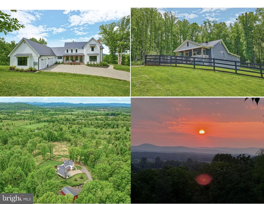 100 Acres Overlooking Great Meadows and Surrounded by other Large Acreage and horse properties.  Private Asphalt road leads to the main two story home with Main Floor Primary Suite and 3 Bedrooms + Large Family Room upstairs!  Continue up private drive to the 2nd home at the top of the property.  This home has 3 bedrooms, 2 full and a half baths all on one level with a full unfinished basement with rough in for another bath.  Both homes are hardwood or Ceramic Tile Throughout with High Ceilings.  Both have amazing kitchens with lots of Cabinet and Counterspace. The main house features a professional 48" range with 2 ovens and 8 gas burners with hood above. Both houses have covered front porches.  The main house has an additional back covered porch and side 16x12 covered porch leading to the patio and fire pit. The upper house has a sport court and 25x22 metal 2 car garage.  The main house has a detached Barn/Garage appprox. 40x25.  Trails around the property for hiking or four wheeling or clear more for pasture.