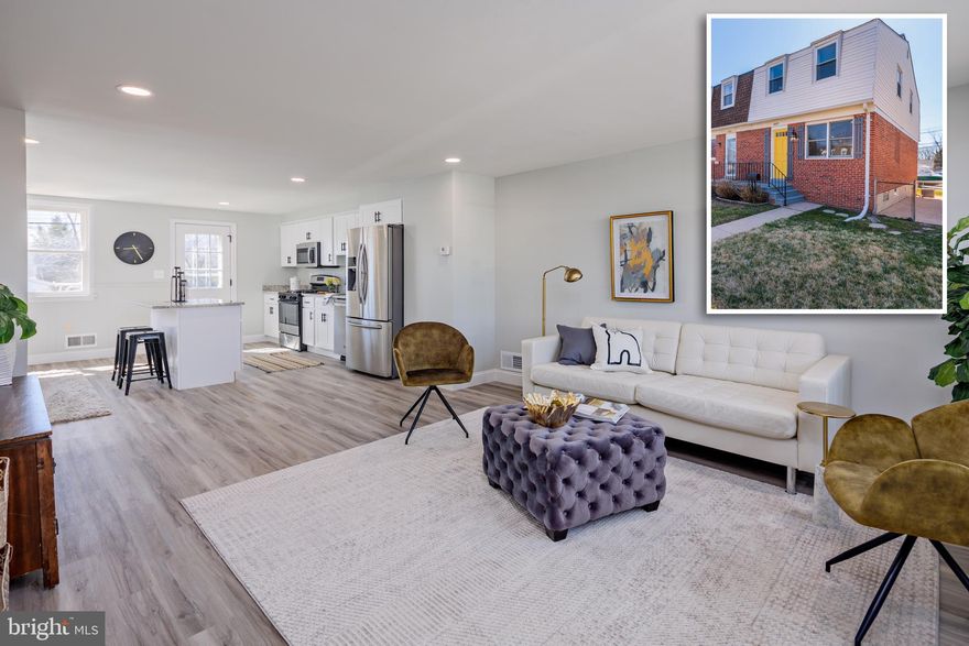 Delightful 4BR/2BA end of group townhouse in Dundalk.  This all brick home with water view in Eastfield won't last long ! Freshly remodeled with open floor plan and recessed lighting. Enjoy the new country kitchen with granite countertops and an island! There are three nice sized bedrooms and a new bathroom on the 2nd floor. The lower level fourth bedroom ensuite with fireplace exits to rear patio and off-street parking. Bring your boat and launch nearby.