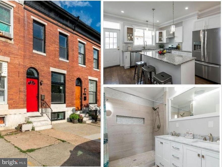 Come live in this beautifully renovated rowhome in Patterson Park! This 3 BR, 3 Full Bath home features an open main-level floorplan flooded with natural light, all-new hardwood flooring, crown molding, stainless steel appliances, and granite countertops/island. Top-level features generously sized 2nd BR and full hall bath as well as a huge master suite with double closets and full master bath with double vanity sink. Basement has rec room/living room space plus large 3rd BR and full bath. Backyard is completely fenced in for privacy. Ample street parking & perfect for roommates! Just minutes away from Johns Hopkins, Patterson Park & all that Baltimore City has to offer!