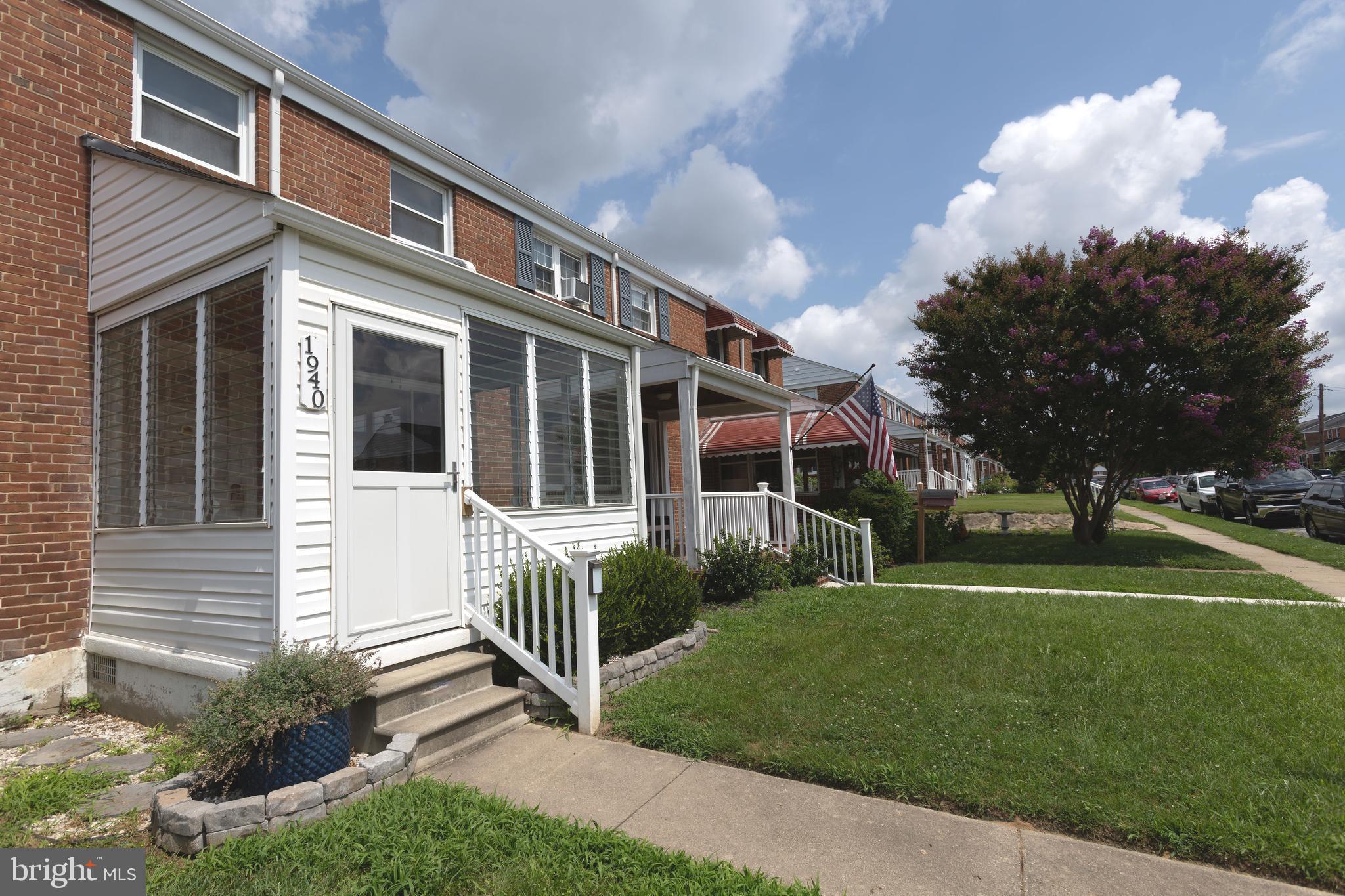 ATTENTION FIRST TIME HOME BUYERS: An affordable, well-maintained home that also qualifies for $0 IN DOWN-PAYMENT (ask for details). Welcome Home to this well-maintained 2 BR, 1.5 BA interior brick rowhome in the Stanbrook neighborhood of Dundalk. This home has some amazing upgrades, which include an enclosed front porch with new vinyl flooring, louvered windows where you can enjoy your coffee in the a.m. or wine in the evening, a large covered back deck, recent new architectural shingle roof, new gutters, updated kitchen with stainless steel appliances, white wood cabinets, new sink and fixtures and butcher block countertops, new LVP flooring throughout the main level and freshly painted throughout! The basement has been newly sheet-rocked and painted in the FR area, which just adds to the list of updates this home offers. The large upstairs primary BR has a custom walk-in closet that will not disappoint on space! Come see this spacious home and make it yours TODAY. It will not last long! Seller offering 1 year home warranty, as well!
