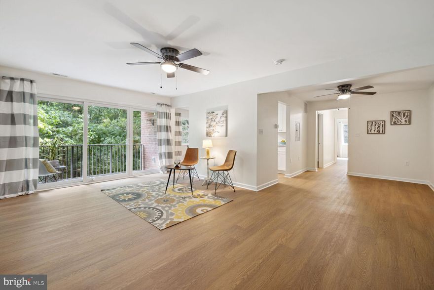 New Update:  Recessed lights just installed in LR, DR and entry!        Attention nature lovers: Once-in-a-lifetime opportunity to own a completely brand new renovated, true 3 bedroom/1.5 bath condo in the heart of Rockville. This unique floor plan in the sought-after Plymouth Woods community is the largest layout in all the garden-style condo buildings at a whopping 1170 sq ft. The whole building has just been fully renovated and has passed the rigorous city of Rockville inspections - the unit comes with a 1-year warranty (through 8/15/2025) . Enjoy your easy turn-key-ready life with BRAND NEW EVERYTHING from drywall inward: NEW HVAC, paint, luxury vinyl flooring, lighting, ceiling fans, stainless steel kitchen appliances and white cabinetry, sliding glass door and casement windows, plus all new bathrooms. Revel in the beauty of the  forest reserve from the privacy of your own balcony, which features a NEW sliding glass door overlooking the lush woodlands in the backyard. With 1170 square feet you can really stretch out: Enjoy dining in your newly renovated eat-in kitchen, or host a more formal meal in the dining room which connects to the spacious living room in a L-shape. There's a huge primary bedroom (fit for a king bed) with en suite half bath, and an ample walk-in closet. And if you run out of room in the unit, there is 1  additional storage bins that goes with this unit (# 111) downstairs. Free laundry room one floor down.

There's so much to love in your new neighborhood: Take a stroll to the condo pool, hike in the woods and creeks across the street and in the backyard, romp at three nearby playgrounds, skate park, or enjoy indoor and outdoor swimming at the Rockville Swim & Fitness Center (in addition to the free condo pool on site). Several nearby shopping centers provide groceries, pizza, and yummy Carmen's Italian Ice. This property is a commuter's dream, minutes from  downtown Rockville and the Rockville Metro Station, 270, 355 and a short jaunt to the 495 Beltway. Neighborhood elementary school offers a special language immersion program! 

The low condo fee includes so much: water, sewer, gas, trash removal, recycling, and common areas including an Olympic-sized pool, nice tot lot and dog park (Yes, this condo is pet friendly). Parking is ample and free in the condo parking lot. This unit is a few steps down from the main entrance, but it is one full level above-ground in the back with a balcony overlooking the woods. With a lovely crepe myrtle outside the kitchen window, you will observe dozens of bird species throughout the year! 

This condo is approved for the following financing: Conventional, VA, FHA and Cash. Current property taxes and tax assessed value do not accurately reflect the unit's value- they were reduced for the past 2 years while the building was being renovated and will be reassessed in the future to reflect the new and improved condition. Disclosures to include a sample tax bill from another Plymouth Woods condo unit for reference. This condo is truly special - don't wait!