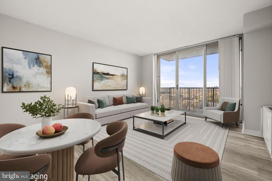 Your search is over! This beautiful, move-in-ready one-bedroom condo at Park Place Residences truly has it all. Perched on the 14th floor, enjoy sweeping panoramic views of the Alexandria city skyline. The building offers 24-hour concierge service and secured access, providing both comfort and peace of mind. The unit conveys two parking permits. There are designated EV charging stations in the front of the building. The unit has been completely renovated with new LVP flooring throughout. Fresh paint.  A newly renovated kitchen with new stainless steel appliances, and a newly remodeled bathroom! The elevator, laundry facility and trash room are easily accessible to the unit for convenience.
Park Place is an amenity-rich community featuring a fitness center, outdoor pool, community room, pet friendly building, and professional on-site property management. The community also hosts resident events such as movie nights and coffee hours. Best of all, the condo fee includes ALL utilities.

Ideally located with easy access to I-395, King Street, public transit, and Metro. Less than five minutes to Del-ray, Shirlington, King Street Metro, Pentagon City, and under ten minutes to Crystal City and Washington, DC. Enjoy nearby shopping at The Fresh Market, Giant, Safeway, Harris Teeter, Trader Joe’s, and Target, along with convenient access to Onelife Fitness and LA Fitness.

Don’t miss the opportunity to own this beautifully renovated condo in an unbeatable location. **Offers will be reviewed as they come in.**