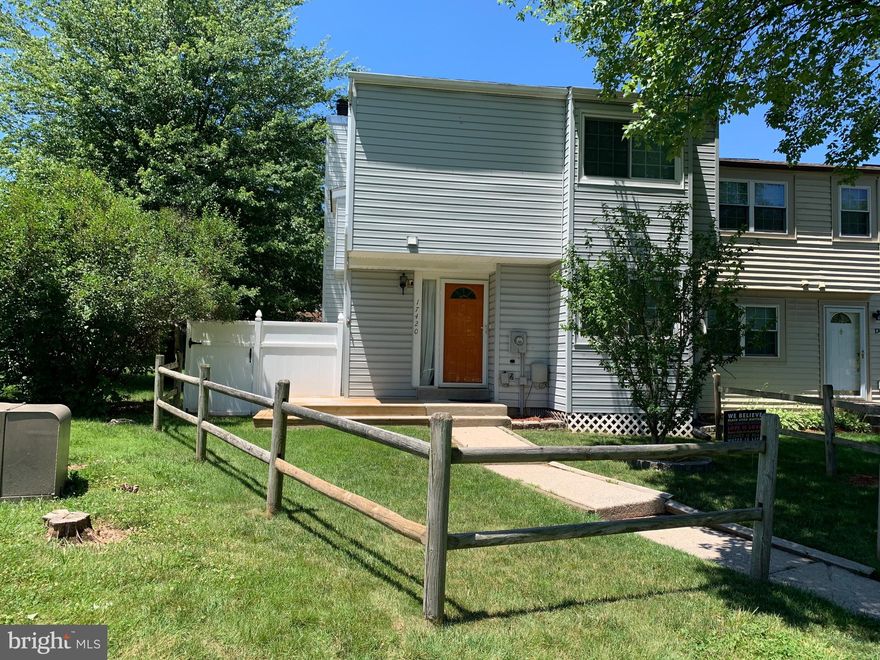 Bright and airy 3 bedroom, 2.5 bath End of Row Townhome! Main level features a galley kitchen with newer appliances and pantry. Pergo flooring throughout main level. Living room with floor to ceiling stone fireplace and french door to rear yard with vinyl fencing.  Second level features primary bedroom with closet and 2 additional bedrooms and 2 full baths. Awesome storage shed with workshop and electricity. Off street parking for two cars. New Carpeting being installed.