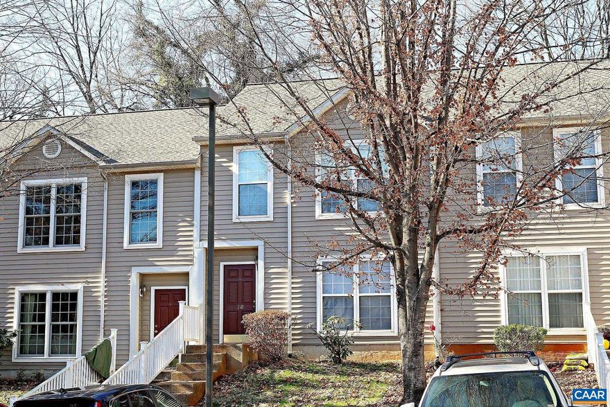 Move-in Ready! This 3 bedroom, 2.5 bath Ridgecrest townhome offers a prime location just minutes from downtown, the 250 bypass, I-64, UVA Medical Center, and the Pantops area. Within walking distance to Rives Park, and just minutes from shopping, dining, entertainment venues, Piedmont Virginia Community College, The Saunders Monticello Trail, Carter Mountain Orchard, Meade Onesty Pool, Riverview Park, and the Rivanna River Trail.  With 1,200 sqft of living space, this home features luxury vinyl plank flooring throughout, an updated kitchen, a full-size washer and dryer, and a private rear patio with a storage closet. Plus, there's a designated parking space, with additional unmarked spaces available on a daily first-come basis.  The main level features a bright living room, an eat-in kitchen with granite countertops and stainless steel appliances, a half bath, and a laundry closet. Upstairs, you'll find a primary bedroom with an attached full bath, along with two additional bedrooms and another full bath.  Rent includes: trash collection, exterior maintenance, and HOA fees. Occupancy is limited to no more than 3 unrelated individuals.A lease commitment through Spring/Summer 2026 is available.
