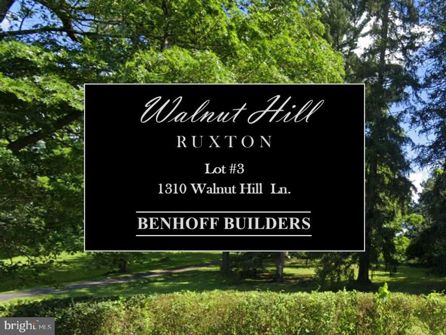 Nestled in the heart of Ruxton, Maryland one of three beautiful, roughly 1-Acre+ lots in this highly desirable location.  Backing to acres of protected land provides an expansive and private setting, almost unheard of in this sought-after neighborhood.  Don't miss out on the opportunity to custom-build your dream home with Benhoff Builders as opportunities such as these don't come along very often.  Listing Price is Lot Only.  Complete custom home packages will start around $2.5M (including lot).
