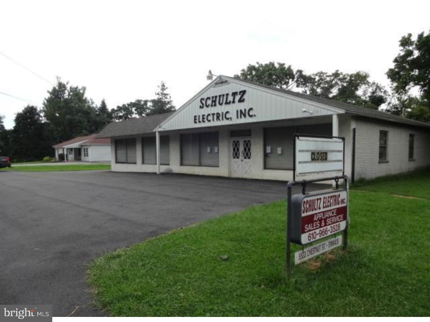 Free Standing Building (5024 sq ft) HIGH TRAFFIC COUNT LOCATION. EXCELLENT VISIBILITY on Route 29 in Shimerville just outside of Emmaus. Owners have retired from well established appliance store (over 60 years in business). Great road frontage. Huge display windows, two large showrooms, plus another smaller showroom area. Office, workshop, powder room, basement storage and warehouse area. 3/4 acre lot with plenty of paved parking (just paved in 2012). Newer roof, septic, well pump, oil tank, high efficiency lighting. Handicap accessible.