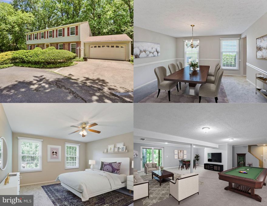 Beautiful Updated Home in sought after Burke Centre- Located off a quiet cul-de-sac with private tree surround. Main floor features hardwood in the Kitchen with stainless appliances, gas cooking and adjoining breakfast room. Family Room off Kitchen with brick fireplace. Formal Living and Dining Rooms. Main level laundry with half bath. Upper level has a total of 5 Bedrooms and 2 Full Baths including the Primary Guest Suite with attached bath with Make-Up /dressing area . Lower Level (basement)  is partially finished with a spacious Recreation Room which walks out to the rear Yard and large storage space/workshop. Rear Deck is surrounded by mature tree landscape. 2 car front load garage and private driveway. Close to Pentagon, metro bus stop, and VRE train to Metro DC/VA. 19 miles to Pentagon and reverse commute to Quantico or Fort Belvoir. Enjoy Burke Lake, short drive to shopping and dining and easy access to Fairfax Co Pky, 95, and 495. New Paint, Hardwood, and carpet in 2022!!
