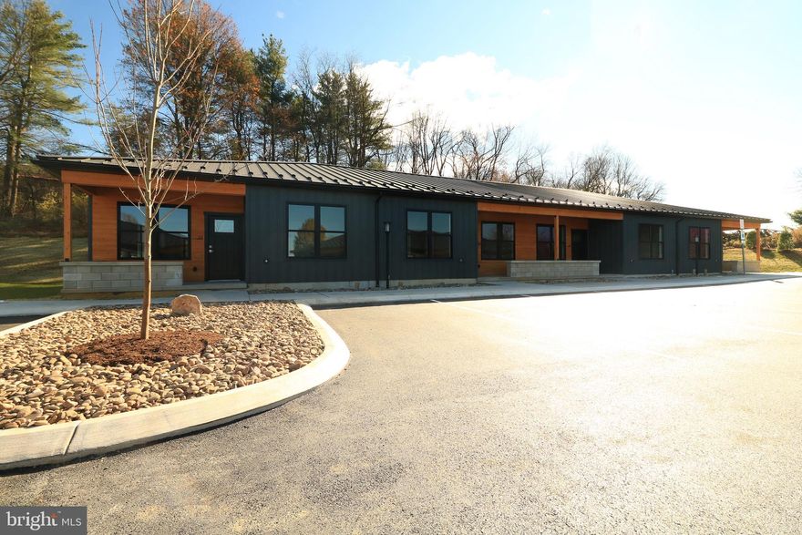 Welcome to Elizabeth Dale Townhomes, where stylish, one-level living meets a picturesque hillside setting on the edge of Historic Bellefonte. These brand-new, thoughtfully designed townhomes offer modern convenience, comfort & breathtaking views of the scenic valley surrounding Bellefonte.  Step inside to discover an open floor plan that boasts high ceilings and easy-to-maintain luxury vinyl plank flooring. Each unit features a welcoming living room that seamlessly flows to a charming dining area.  Enjoy a fully equipped chef envy kitchen featuring elegant gray shaker-style cabinetry, a striking subway tile backsplash for added contrast, sleek quartz countertops, a functional work island with ample storage, brand-new stainless steel appliances & a sliding glass door that opens to a private, covered rear patio. For added convenience, there is a spacious hall closet & a dedicated laundry room with a handy half bathroom.  There are two well-appointed bedrooms each featuring large closets & full bathroom with a 5-foot, one-piece walk-in fiberglass shower & an oversized vanity offering plenty of storage. High-efficiency heat pump & refreshing air conditioning provide year-round comfort. Residents will appreciate the inviting covered front porch, the convenience of 3 off-street parking spaces per unit (unassigned) & a pet-friendly atmosphere (with additional monthly fee).  Tenants are responsible for electricity & cable/internet.  Located just two miles from I-99, the location provides an easy commute to State College and Penn State University.  Now is the perfect time to experience effortless upscale living at Elizabeth Dale Townhomes!