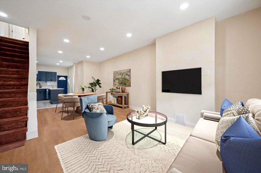 Welcome home to this newly renovated Philadelphia townhome. Walk up to the charming, covered porch and into the main living level to find a straight-through layout featuring luxury vinyl plank flooring. Natural sunlight floods this space. The kitchen pops with navy blue cabinetry and marble-like flooring. A large island is perfect for entertaining friends and family, or just having a casual bite to eat. Through the back door, discover a fenced courtyard—perfect for gatherings and outdoor hobbies. Back inside, a fully finished basement adds even more living space plus a full bathroom with a walk-in shower.

On the second level, all three bedrooms have closets that are perfect for the coveted fashionista. There is recessed lighting throughout. The primary bedroom includes a generous amount of space with a bay window that overlooks the front of the home. A second full bath is also on this floor, featuring black and white tile, a walk-in shower, and wood accents. 

Located in the Cobbs Creek neighborhood, homeowners have access to plenty of restaurants and parks. It is also in close proximity to the Hospital of the University of Pennsylvania. 

Book your showing today!