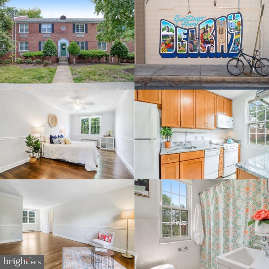 This sunny condo nestled conveniently between Potomac Yard and Del Ray is a must see. Fresh paint, refinished hardwood floors, double-paned windows and an updated kitchen and bathroom welcome you upon arrival. There is a separate dining space open to the large living room. The bedroom can accommodate a king bed! Storage abounds with five! closets throughout the unit. Major PTAC components replaced in 2019. Up to two resident parking spaces are yours in the community lot + one guest hang tag + plenty of street parking. The laundry room is located in an adjacent building’s lower level and has recently been updated. Bike storage room is available with a small deposit -- get an access key and bike ID tag. Community room is available on a first-come, first serve basis. Communal green space and a native plant pollinator garden within Auburn Village makes this a pleasant place to call home. Restaurants, bars, grocery stores, parks and every shopping need is close by. Easy commutes to National Landing, Pentagon, DC. Potomac Yard Metro, Reagan National Airport, Route 1 & 395 nearby and multiple bus routes make any trip a breeze. Come see your new home!