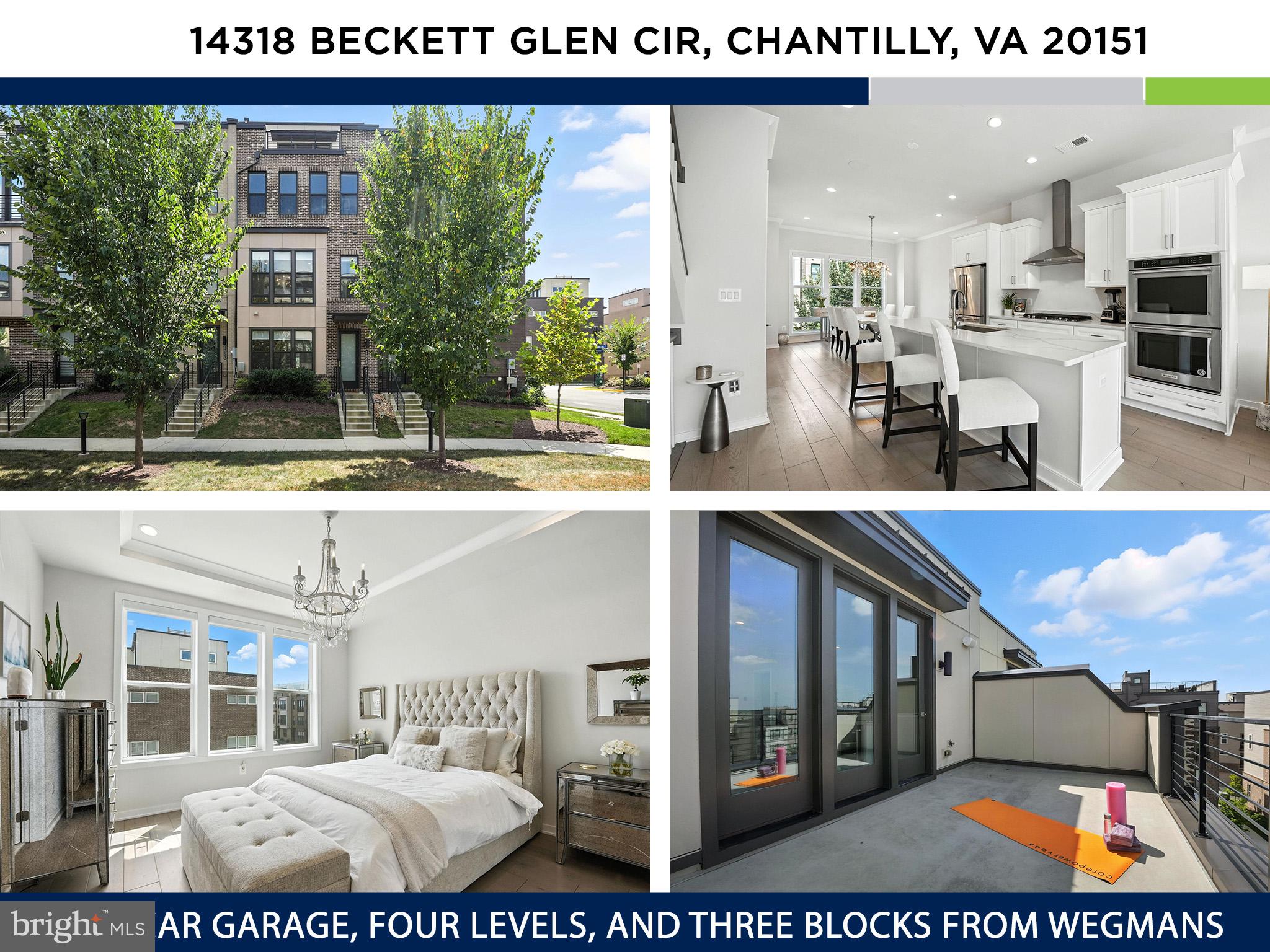Welcome to 14318 Beckett Glen Circle—a showstopping four-level luxury townhome with designer upgrades and nestled in a vibrant community just steps from Wegmans, top-rated restaurants, and charming cafes.
Built in 2021 by Toll Brothers, this nearly new Newbrook Virginian model stands out with premium features rarely found in the neighborhood—an oversized main-level deck (one of two), hardwood floors throughout, a built-in speaker system, luxury window treatments, security system, central humidifier, wifi extender, and so much more.
From the moment you arrive, the home’s stately brick façade, dramatic black-framed windows, and impeccable curb appeal will impress.
The entry level welcomes you with a spacious sunlit foyer, a large bedroom with an en-suite bath—perfect for guests or a home office—and an expansive two-car garage.
On the main level, natural light floods through oversized windows, highlighting the hardwood floors and open-concept layout. The dream kitchen features Calcutta quartz countertops, shaker-style cabinetry, upgraded KitchenAid appliances, range hood, deep stainless sink, double ovens, and a stunning island with seating for four. This space flows seamlessly into the dining area and family room, anchored by a sleek Cosmo gas fireplace with custom tile surround and mantle—perfect for entertaining.
Step outside onto the oversized deck, ideal for al fresco dinners, summer grilling (especially with the built in gas line), and seamless indoor-outdoor gatherings.
Upstairs, the elegant primary suite is a true retreat, featuring tray ceilings, large windows, and a spa-inspired bath with a glass-enclosed shower, double vanity, private water closet, and a custom walk-in closet with built-ins. A second bedroom with its own en-suite bath and walk-in closet adds comfort and privacy, while a full laundry room with side-by-side Whirlpool washer and dryer and overhead storage completes this level.
On the top level, a versatile bonus loft offers endless possibilities—guest suite, home gym, media room, or all of the above—enhanced by tall ceilings, a stylish wet bar with beverage fridge and sink, and a convenient powder room. Open the glass doors to your private rooftop terrace, where sunset views and glowing city lights create the perfect end to every day.
And just when you think it couldn’t get better—you’re mere blocks from an incredible array of restaurants and shops, including Lazy Dog, Crumbl, Thai Tyme, South Block, Mellow Mushroom, CAVA, Chipotle, and so much more. With Dulles Airport under 10 miles away and easy access to Route 28, Route 50, and I-66, commuting is a breeze whether you’re heading into Loudoun or Washington, DC.
This home is not a condo—you own the land and enjoy the perks of a low HOA that handles common area maintenance and provides ample visitor parking. This is luxury living at its finest in one of the most connected and exciting neighborhoods around.
Don’t miss your chance to call this spectacular property home!
