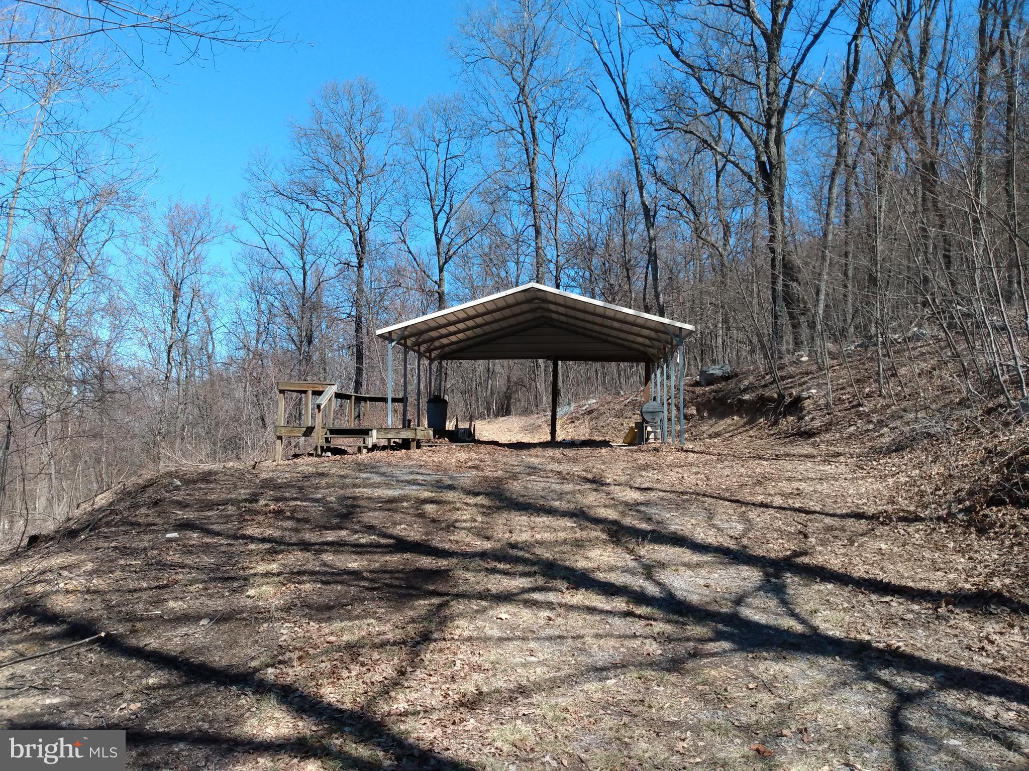 50.12 Acres of Wild Wonderful West Virginia. This beautiful mountain land is a ready to enjoy now and includes a pavilion for your camper with an approved septic in place with a camper hook up. The long range mountain views will astound you. There is a well designed ATV trail to the top edge of the property that borders the Cacapon State Park over 6,000 acres for miles of hiking & mountain biking. For the hunter this property has produced many of big bucks and black bears through the years . Camp now and build your dream cabin later. With the near by access to the Cacapon River you can round off all your outdoor activities, and best of all only 20 minutes from Berkeley Springs for shops, spas and restaurants.