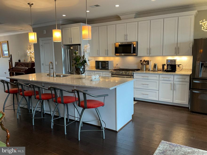 Welcome Home! You will LOVE this former model home with luxury touches in the perfect location overlooking Lansdowne Town Center! There is an ELEVATOR to take you from the entry level and garage to every other level. The front door is next to the two-car garage and both face ample extra parking situated for the convenience of Michigan Square residents. The tile entryway leads to the stylish oak stairs which ascend to all levels, just like the convenient elevator.

 The open floor plan and views from the expansive, multi-level deck will take your breath away! Beautiful hardwood floors grace the entire main level. Stunning kitchen with upgraded cabinets, stainless steel appliances and quartz counters with bar seating and thoughtful pendant lighting. Separate dining room and nearby sitting room are lit with a wall of windows. Entertain guests easily from the kitchen to the family room to the deck with ample seating and outdoor kitchen. The patio furniture and outdoor cooking equipment convey for the tenants’ use.

Neutral colors grace the home, including the upper level where you will find 3 bedrooms and a convenient laundry room. The expansive primary suite includes a walk-in closet, a beautiful ensuite with oversized shower, water closet and granite double sink vanity. There is additional space for a sitting room and beverage bar in the primary suite, as well as stunning views of the Town Center and the mountains beyond!  The hall bath also has a granite double sink vanity and the secondary bedrooms are generously sized.

This home is situated in the heart of Lansdowne Town Center with convenient access to shopping and restaurants - all you need is just steps away! Lansdowne is also known for its beautiful resort and golf course, as well as nearby INOVA Loudoun Hospital and professional buildings for medical personnel. Historic downtown Leesburg is very close by for enjoying festivals, art events and parades, while Dulles airport is convenient enough for any travel-buff! Make plans to see this one-of-a-kind home and make it your own!