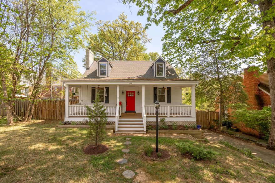 A charming 4-bedroom, 2-bath Cape Cod with an attached garage, ideally located in the heart of Cheverly. A welcoming front porch with Trex flooring, PVC railings, and a classic swing invites you to slow down and enjoy the neighborhood charm. The 2022 porch renovation included a new roof, gutters with guards, Hardie siding, dormers, and ceiling fans—adding both comfort and curb appeal.

Inside, arched entryways and a bright, airy feel are complemented by hardwood floors on the main and upper levels and luxury vinyl plank below. The main level features an updated kitchen that open to the dining area, a welcoming living room with a wood-burning fireplace, two bedrooms, and a full bath. Upstairs, you'll find two additional bedrooms, including a spacious primary suite with en-suite bath. Both bathrooms were renovated in 2022.

The finished lower level provides flexible living space with walk-out access, plus a laundry and utility area. Freshly painted and outfitted with custom Bali blinds, the home also includes updated windows, appliances, HVAC, and hot water heater (2018). This home offers a fully fenced backyard complete with a patio and an oversized shed—perfect for outdoor entertaining, pets, and extra storage.

All just minutes from DC, in a close-knit community known for its tree-lined streets, Metro access, a community pool -with tennis & pickleball courts- and neighborhood events like Cheverly Day—offering the perfect blend of charm, connection, and convenience.
