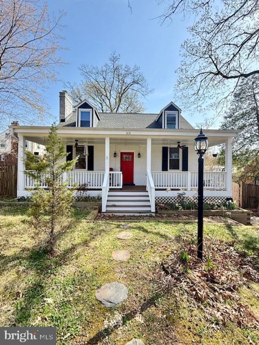 A charming 4-bedroom, 2-bath Cape Cod with an attached garage, ideally located in the heart of Cheverly. A welcoming front porch with Trex flooring, PVC railings, and a classic swing invites you to slow down and enjoy the neighborhood charm. The 2022 porch renovation included a new roof, gutters with guards, Hardie siding, dormers, and ceiling fans—adding both comfort and curb appeal.

Inside, arched entryways and a bright, airy feel are complemented by hardwood floors on the main and upper levels and luxury vinyl plank below. The main level features an updated kitchen that open to the dining area, a welcoming living room with a wood-burning fireplace, two bedrooms, and a full bath. Upstairs, you'll find two additional bedrooms, including a spacious primary suite with en-suite bath. Both bathrooms were renovated in 2022.

The finished lower level provides flexible living space with walk-out access, plus a laundry and utility area. Freshly painted and outfitted with custom Bali blinds, the home also includes updated windows, appliances, HVAC, and hot water heater (2018). This home offers a fully fenced backyard complete with a patio and an oversized shed—perfect for outdoor entertaining, pets, and extra storage.

All just minutes from DC, in a close-knit community known for its tree-lined streets, Metro access, a community pool -with tennis & pickleball courts- and neighborhood events like Cheverly Day—offering the perfect blend of charm, connection, and convenience.