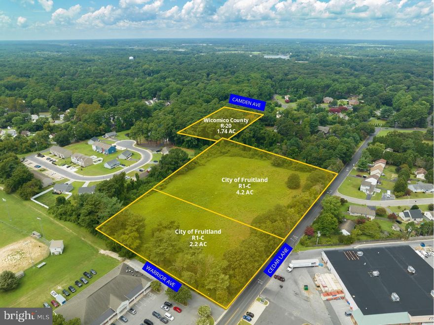 8.14 Acres Prime Residential Development Land | Cedar Lane, Warrior and Camden Avenues, Fruitland, MD 21826
Discover a prime residential development opportunity in the heart of Fruitland, Maryland. This 8.14-acre
property consists of three parcels stretching from Cedar Lane to Camden Avenue. Situated just across the
street from the Big Lots Shopping Center, this land is surrounded by established residential communities,
making it ideal for community development. With its convenient location, this property is within walking
distance of two major shopping centers. Additionally, public water and sewer services are available, ensuring ease and efficiency in development. Priced at $407,000, this property offers tremendous value with a price per acre of $50,000. Don't miss the opportunity to create a thriving residential community in this highly desirable location.