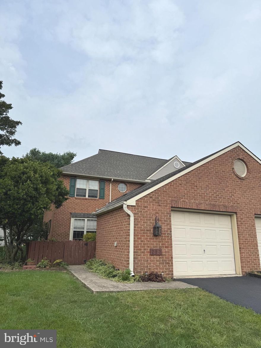 This property will be offered at Public Auction on Monday, September 22, 2025 @ 6pm.  The listing price is the opening bid only and in no way reflects the final sale price.  10% down due at auction, 2% transfer tax to be paid by the purchaser, real estate taxes prorated. This brick end-unit condo is located in a great residential neighborhood with easy access to Routes 30, 741, and downtown Lancaster. The first floor features a family room with a brick fireplace, an eat-in kitchen, a formal dining area, access to an outdoor porch, and a convenient powder room. Upstairs, you’ll find two bedrooms—both with walk-in closets—a full Jack-and-Jill bathroom, and a laundry space. Additional amenities include an attached one-car brick garage and a charming front courtyard.